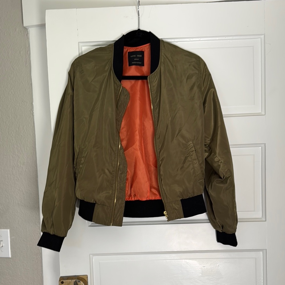 Goodfellow & Co Green and Orange Bomber Jacket